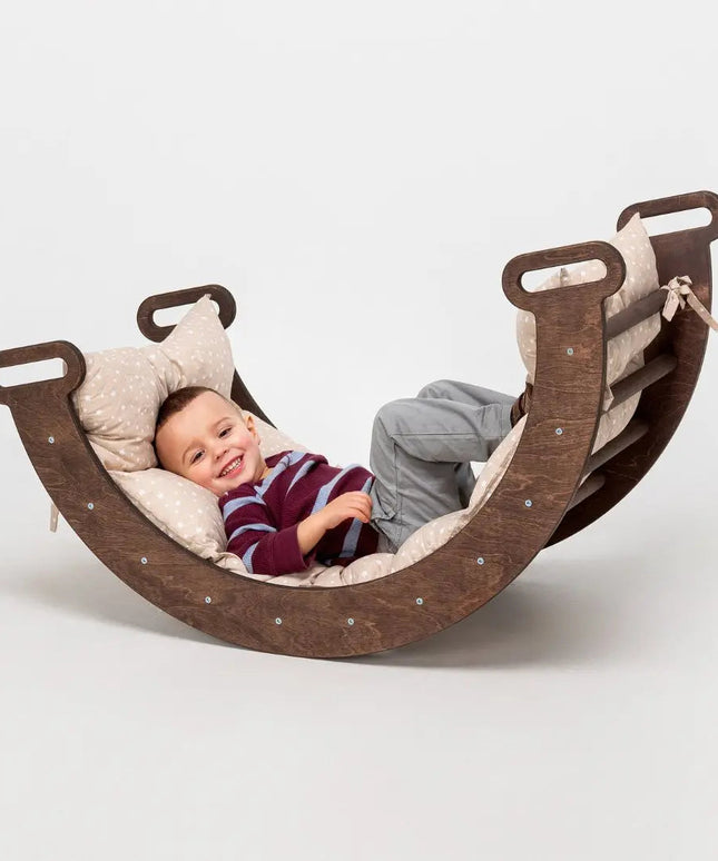 Climbing Arch Chocolate + Cushion - Montessori Climbers for Toddlers