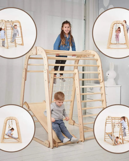 Indoor Wooden Playground for Children - 6in1 Playground + Swings Set + Slide Board