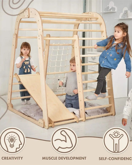 Indoor Wooden Playground for Children - 6in1 Playground + Swings Set + Slide Board