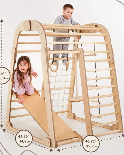 Indoor Wooden Playground for Children - 6in1 Playground + Swings Set + Slide Board