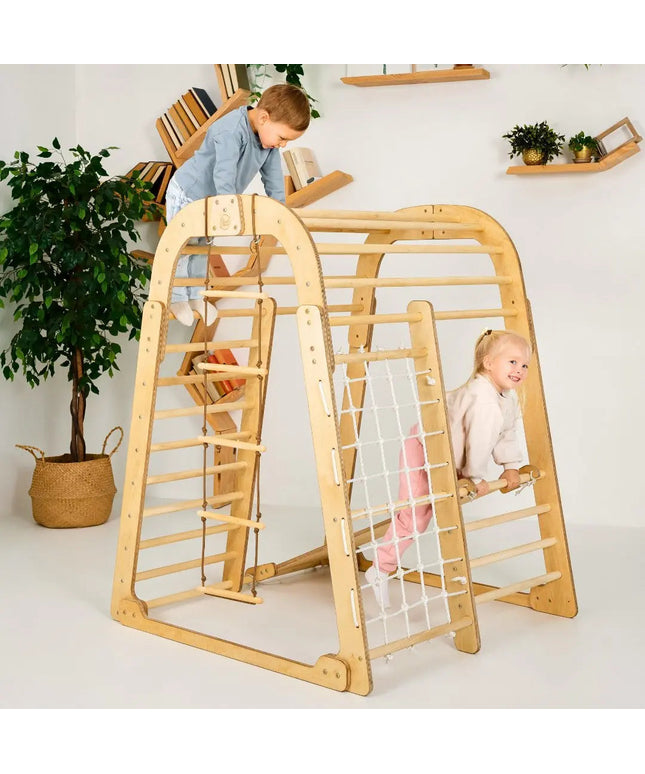 Indoor Wooden Playground for Children - 6in1 Playground + Swings Set + Slide Board