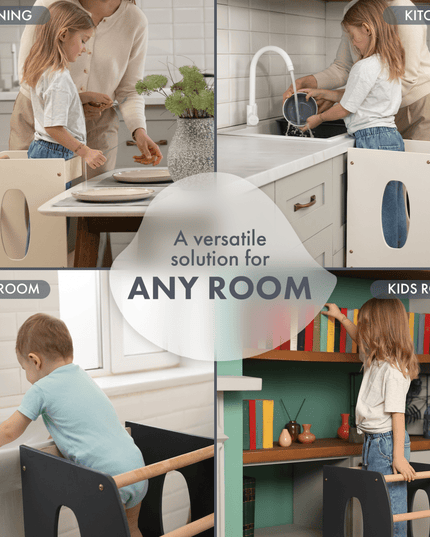 Stable Montessori Tower: Wooden Growing Chair - Ivory