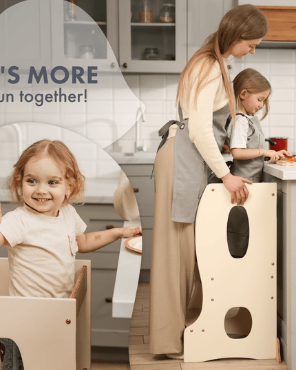 Stable Montessori Tower: Wooden Growing Chair - Ivory