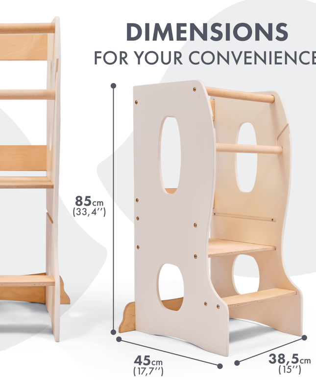 Stable Montessori Tower: Wooden Growing Chair - Ivory