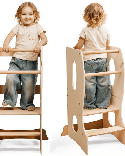 Stable Montessori Tower: Wooden Growing Chair - Ivory