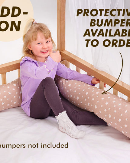 Wooden Montessori House Floor Bed with Fence and Roof for Kids (190x90 cm)