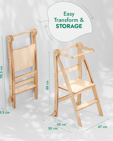 Toddler Tower: Foldable Step Stool for Toddlers - Beige