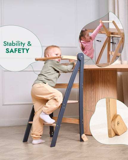 Toddler Tower: Foldable Step Stool for Toddlers - Beige