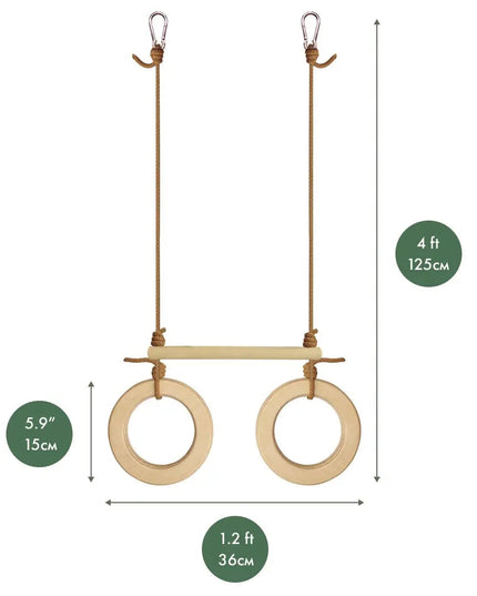 Trapeze swing bar with rings