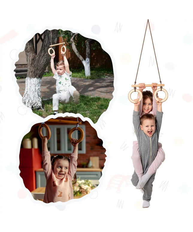 Trapeze swing bar with rings