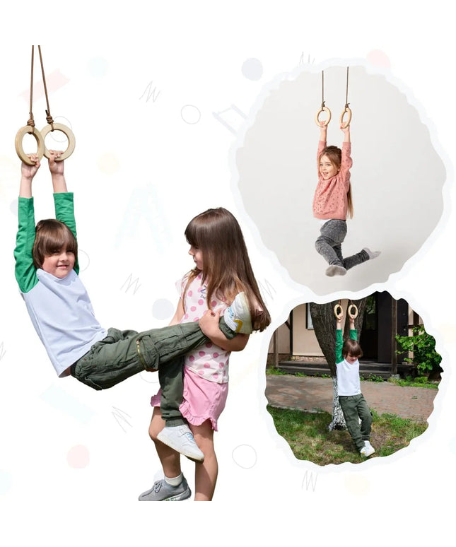 Wooden gymnastic rings for kids