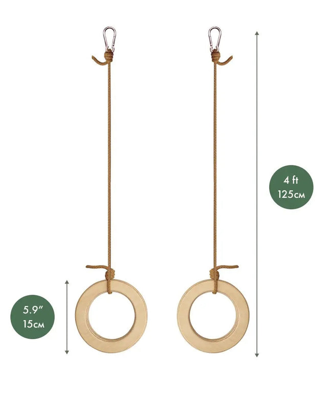 Wooden gymnastic rings for kids