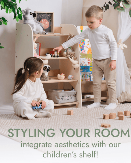 Wooden Montessori Shelves for Toddler 2in1: Bookshelf & Toy Shelving